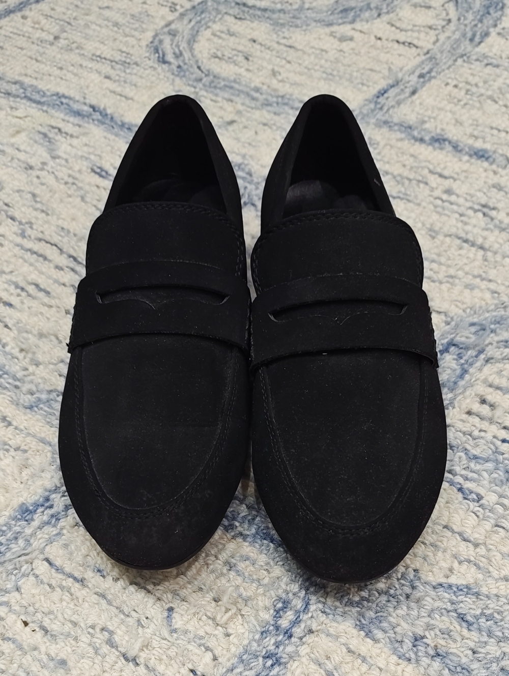 Black Rivet Women's Janelle Black Suede Penny Loafers - Classic Slip-On Style